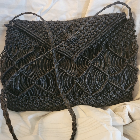 Vintage black straw purse - Picture 2 of 2